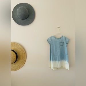 Girls toddler denim dress. Size 2T. Silk tie dye at bottom (ivory). New!